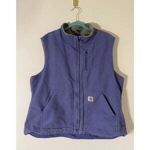 Carhartt Women Purple Sandstone Sherpa Lined Mock Neck Vest WV001 Size 2XL